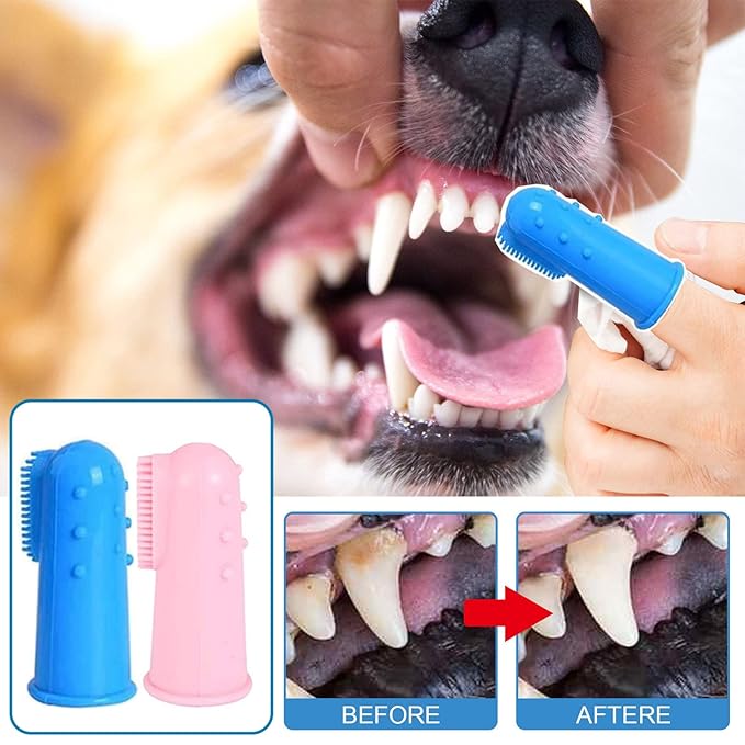 8 Pack Small Dog &amp; Cat Toothbrush Kit, 360º Pet Toothbrush/Mini Head/Dual Head / 10000 Ultra-Soft Bristles Tooth Brush/Finger Toothbrushs for Cat Kitten Doggie Dental Care, Oral Hygiene
