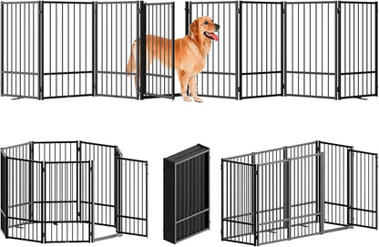 Full Metal Freestanding Dog Gate with Door, 36&