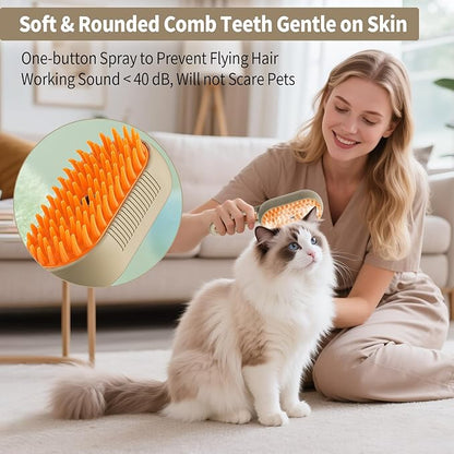 Cat Steam Brush for Shedding 4 in 1 Dog Brush with Steam Pet Hair Cleaning Brush Comb for Spray Pet Grooming for Long &amp; Short Haired Pets Comb for Cats (Brown)