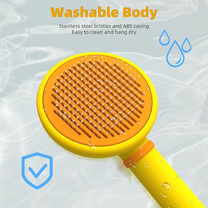 Cat Brush for Shedding, Self-Cleaning Slicker Brush for Indoor Cats, Gently Remove Loose Fur, Pet Grooming Massage Deshedding Tool, Suits Long &amp; Short Haried Cats and Dogs