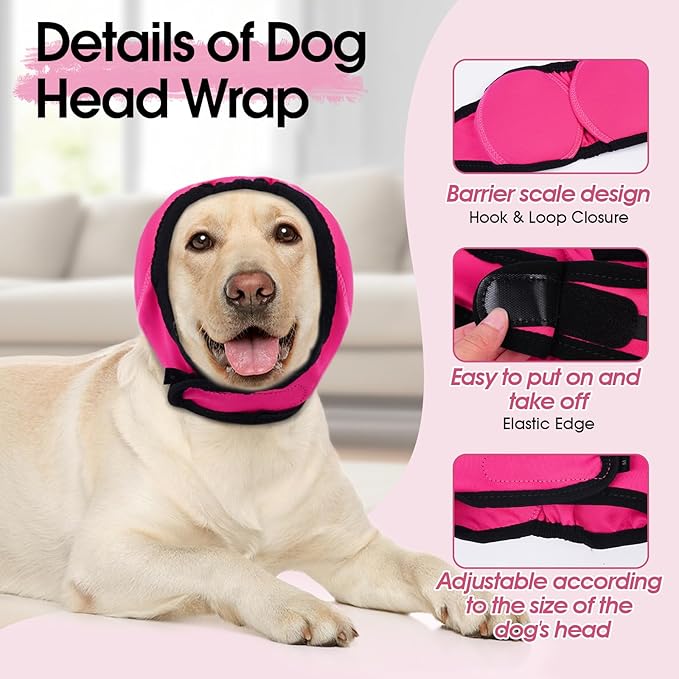 Dog Calming Hoodie, Dog Ear Muffs Noise Protection &amp; Anxiety Relief, No Shake Ear Wraps for Dogs Quiet Ears Cover Headband for Fireworks Grooming Swimming Bathing Force Drying