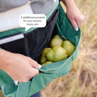 Roo Gardening Apron with Pockets &amp; Harvesting, Picking Pouch - Adjustable, Water-resistant, Washable Canvas Cotton