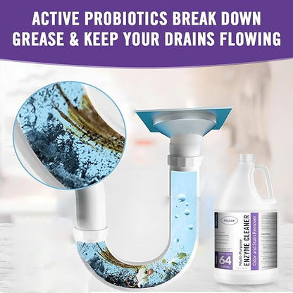 Multi-Purpose Probiotic Enzyme Cleaner, Made in USA - Pet Stain and Odor Remover - Concentrated - Professional &amp; Home Strength Drains, Floors, Bathrooms, Toilets Trash Can, (1 gallon, Lavender)