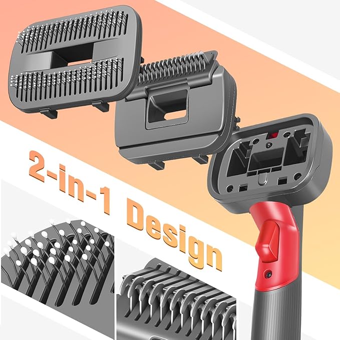 FUNTECK 2-in-1 Dog Hair Vacuum Brush for Grooming &amp; Shedding Compatible with Dyson Gen5, V15, V12, V11, V10, V8, V7 – Removes Loose Hair, Dander, Undercoat &amp; Tangles – Self-Cleaning Design