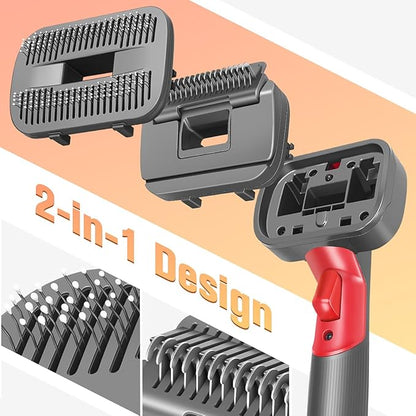 FUNTECK 2-in-1 Dog Hair Vacuum Brush for Grooming &amp; Shedding Compatible with Dyson Gen5, V15, V12, V11, V10, V8, V7 – Removes Loose Hair, Dander, Undercoat &amp; Tangles – Self-Cleaning Design