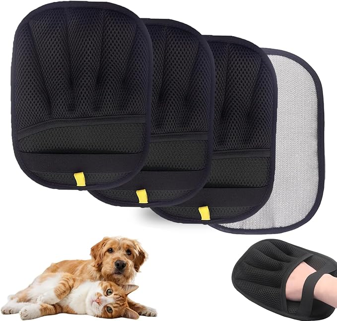3PC Pet Hair Removal Glove for Cats &amp; Dogs, 2025 Newly Upgraded Five-Finger Electrostatic Pet Hair Gloves, Reusable Pet Hair Remover Tool for Furniture, Car, Couch, Carpet, Clothes