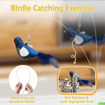 3-in-1 Interactive Cat Toy for Indoor Cats,Automatic Kitten Toys,Flying Bird,6 Holes Mole,Rotating Feather, USB Rechargeable Electronic Interactive Feather Toy for Bored Adult &amp; Kitten Cats