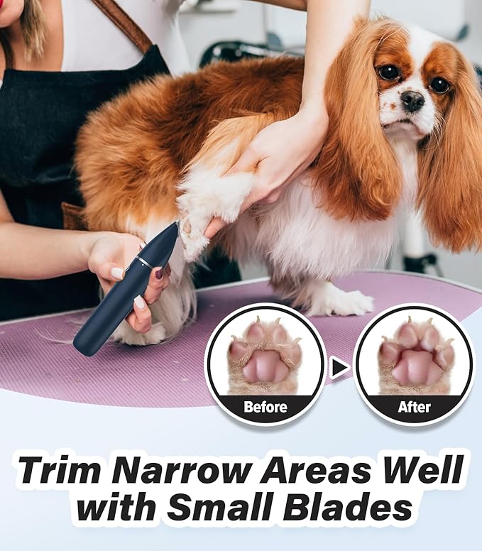 Casfuy Cordless Hair Trimmer, Low Noise Grooming Clipper for Dogs Cats &amp; Small Pets, USB Rechargeable, Double Blades for Trimming Hair Around Paws, Eyes, Ears, Face, Rump
