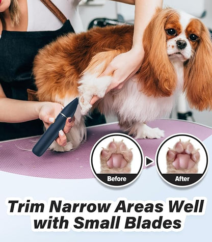 Casfuy Cordless Hair Trimmer, Low Noise Grooming Clipper for Dogs Cats &amp; Small Pets, USB Rechargeable, Double Blades for Trimming Hair Around Paws, Eyes, Ears, Face, Rump