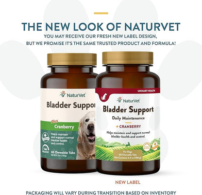 NaturVet – Bladder Support for Dogs – Plus Cranberry | Supports Healthy Bladder Control &amp; Normal Urination | 60 Time Release Chewable Tablets