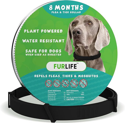 FurLife Flea and Tick Collar for Dogs – Waterproof Black Dog Collar, Pet Supplies for Tick and Flea Prevention for Dogs, Safe for All Breeds