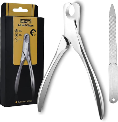Pet Nail Clippers for Large Dogs, Wide-Opening Dog Nail Trimmer with All-Steel Material Sharp Durable Blades Built-in Spring, Professional Grooming Tool with Free Nail File for All Dogs &amp; Cats