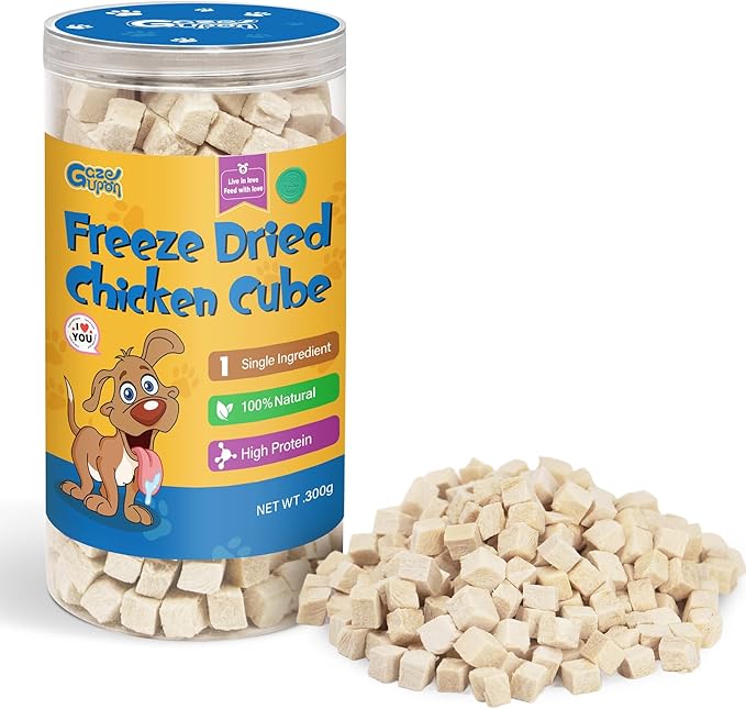 gazeupon Freeze Dried Chicken Treats for Dogs &amp; Cats, Single Ingredient Natural and Healthy Training Treats &amp; Food Topper, High Protein Dog Snacks,10.58 oz