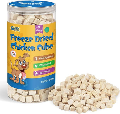 gazeupon Freeze Dried Chicken Treats for Dogs &amp; Cats, Single Ingredient Natural and Healthy Training Treats &amp; Food Topper, High Protein Dog Snacks,10.58 oz
