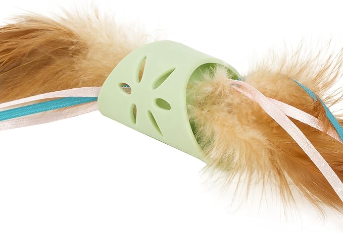 SmartyKat Flutter Roller Feather &amp; Ribbon Chase Cat Toy - Green, One Size