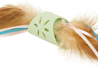 SmartyKat Flutter Roller Feather &amp; Ribbon Chase Cat Toy - Green, One Size