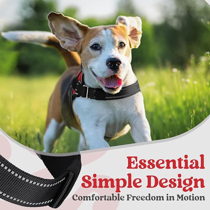 rabbitgoo Dog Harness for Large, Easy On Pet Vest with One Buckle, No Pull Adjustable Service Harness with D-Ring &amp; Handle, Reflective for Safety Walking, Training, Red, L