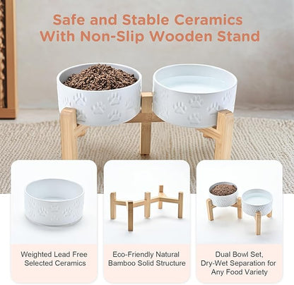 SPUNKYJUNKY Elevated Dog Bowls Ceramic, 6.1&