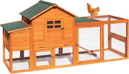 Chicken Coop for 4-6 Chickens Outdoor Wooden Hen House Poultry Pet Hutch for Backyard w/Run Cage &amp; Nesting Box
