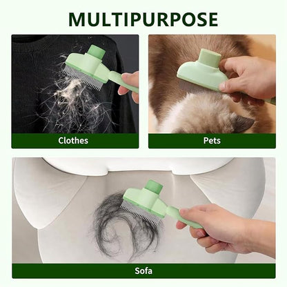 Self-Cleaning Cat &amp; Dog Comb – 2-in-1 Pet Hair Removal with Stainless Steel Teeth, Easy Release Button, for Shedding, Detangling &amp; Grooming