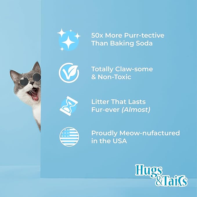 Cat Litter Deodorizer – Pet Safe Odor Eliminator &amp; Housebreaking Supplies for Cats, Kittens, &amp; Small Pets – Natural, Unscented, Non Toxic, Low Dust, 1 lb, by HugsandTails