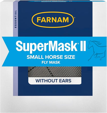 Farnam SuperMask II Fly Mask Without Ears for Smaller Horses or Arabian Horses,Full Face Coverage &amp; Eye Protection from Insect Pests, Structured Classic Mesh with Plush Trim,Small Horse/Arabian Size