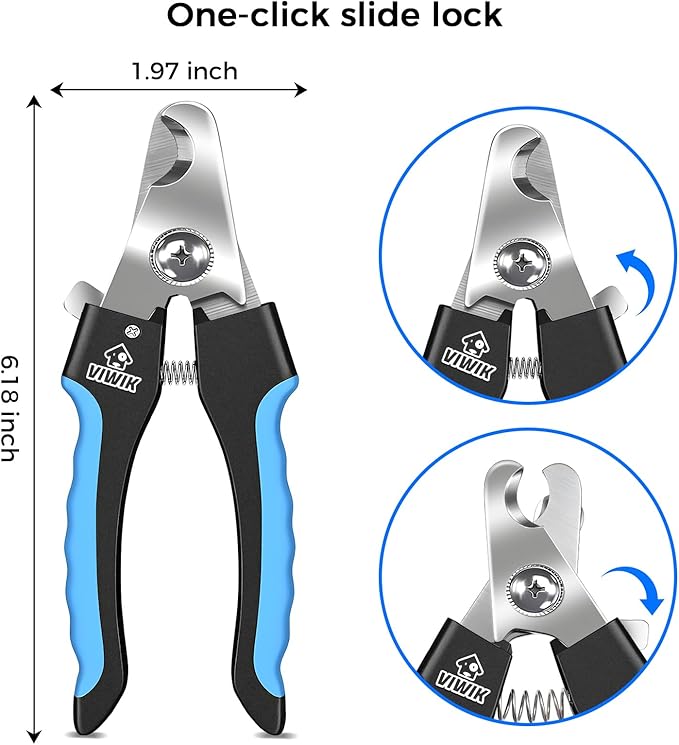 VIWIK Dog Nail Trimmers for Large Medium Dogs, Cats, Professional Dog Nail Clippers with File Quick Sensor &amp; Safety Guard to Avoid Overcutting, Pet Claw Paw Clipper for Grooming with Toenail File Blue