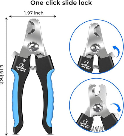 VIWIK Dog Nail Trimmers for Large Medium Dogs, Cats, Professional Dog Nail Clippers with File Quick Sensor &amp; Safety Guard to Avoid Overcutting, Pet Claw Paw Clipper for Grooming with Toenail File Blue