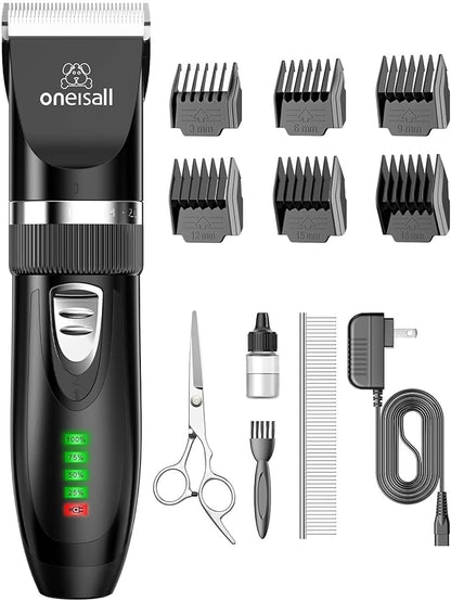 oneisall Quiet Cat Clippers for Matted &amp; Long Hair, 2-Speed Cordless Pet Shaver Grooming Kit for Cats, Small Dogs &amp; Animals (Black)