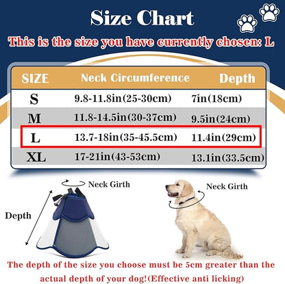 Hard &amp; Heavy Plastic Dog Cone Collar Alternative for Lab Golden GSD (Small&amp;Medium Sized) After Surgery, Large Adjustable Recovery Cone Anti-Lick, Elizabethan Protective Cone of Shame for Healing