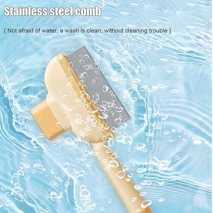 Flea Comb for Cats Dogs Brush for Shedding Pet Hair Removal Comb with Long &amp; Short Stainless Steel Teeth for Deshedding