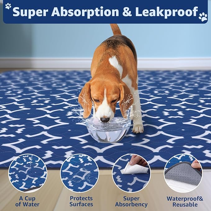LOOBANI Reusable Pee Pads for Dogs: 2 Pack 36"x 41" Super Absorbent Washable Puppy Pads Non-Slip Whelping Pad Dog Playpen Mat, Waterproof &amp; Leakproof Dog Training Pads for Floor, Crate, Potty