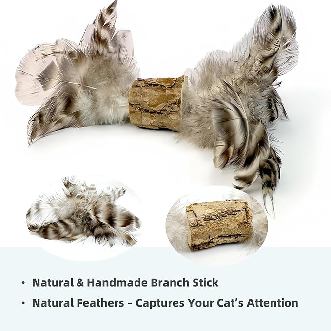 Catnip Toys 3 Pack – Plush Catnip Toy with Gall Fruit &amp; Silvervine Stick with Feathers, Interactive Chew &amp; Kick Toys for Indoor Cats, Relieve Stress &amp; Encourage Exercise