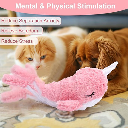 Mity rain 2 in 1 Interactive Dog Toys, Fish Dog Toy to Keep Them Busy, Plush Squeaky Dog Toys, Rechargeable Wiggly Pink Pet Toys for Small Medium Large Dogs, Moving Dog Toys for Indoor&amp;Outdoor