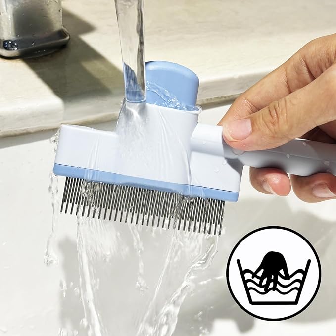Cat Comb Pet Comb Self Cleaning Upgraded Cat Brush for Long Haired Cats &amp; Dogs, Pink