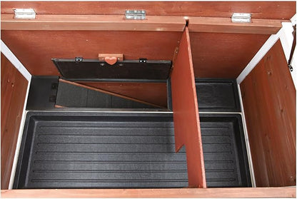 TRIXIE natura Outdoor Double Rabbit Hutch - Indoor Small Animal House, Bunny Cage with Two Sleeping &amp; Play Areas - Includes a Non-Slip Ramp Hinged Roof &amp; Two Pull-Out Trays - in Auburn