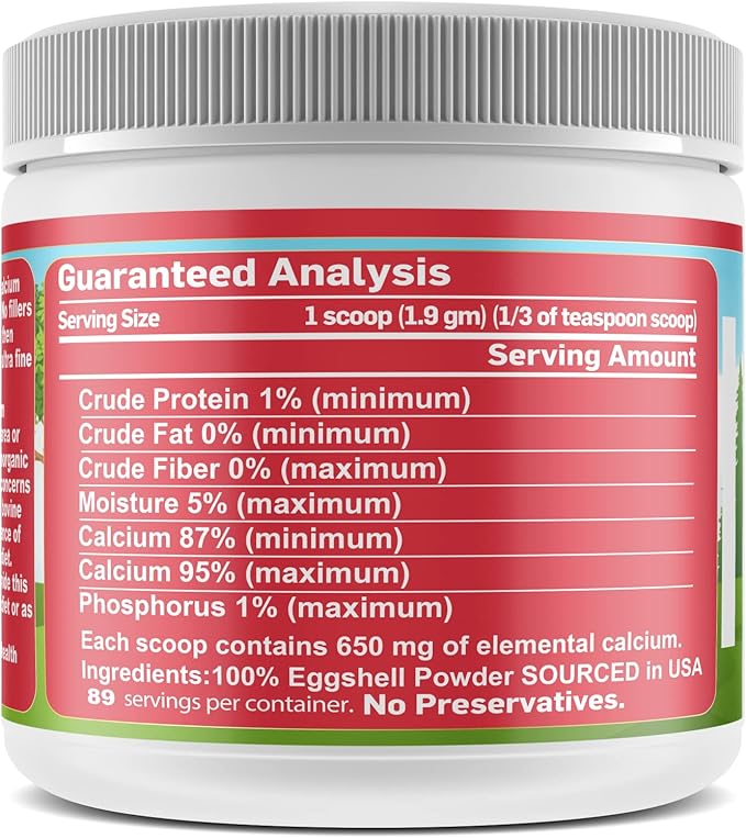 Calcium for Dogs and Cats - Fine Eggshell Powder - Strong Hip &amp; Joint Supplement for Dogs and Cats- Dietary Supplement - No Additives - Pet&