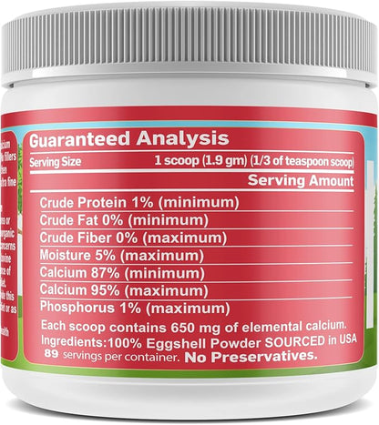 Calcium for Dogs and Cats - Fine Eggshell Powder - Strong Hip &amp; Joint Supplement for Dogs and Cats- Dietary Supplement - No Additives - Pet&