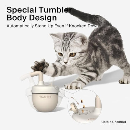 Cat Laser Toys, Automatic Cat Laser Toy Tumbler Design, Rechargeable Cat Laser Pointer 360°Irregular Rotation, 3 Modes Interactive Cat Toy for Indoor Cats of All Ages and Sizes (Beige)