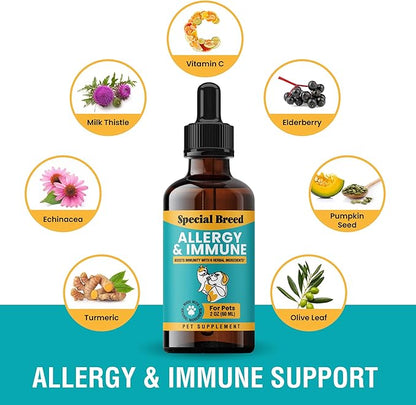 Special Breed Allergy &amp; Immune with Elderberry, Allergy Relief for Cats and Dogs, Anti Itch Treatment, Relief for Pet Allergies, Immune Support for Cat or Dog, 2 oz