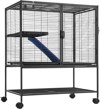 VEVOR 36" Rolling Metal Ferret Cage, Large 2-Tier Critter Nation Cage, Small Animal Cage with Ramps &amp; Tray, Easy to Set up for Pet Mice, Hamster, Guinea Pig, Chinchilla, Squirrel, Hedgehogs, Bunny