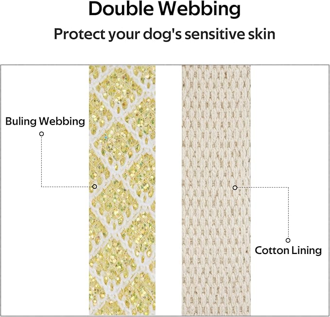 Dog Collar with Waterproof AirTag Holder &amp; Anti-Lost QR Code, Cute Bling Warpping Adjustable Width for Small Medium Large Pet (Yellow, S)