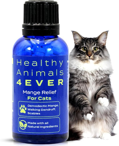 HA4E - Mange Relief for Cats - Treatment for Itchiness, Scabs, &amp; Hair Loss Caused by Mites - All-Natural, Homeopathic, Non-GMO, Organic, Gluten, Preservative &amp; Chemical Free - 300 Tablets
