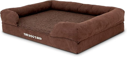 The Dog’s Bed, Large Brown Plush 36x27, Memory Foam, Pain Relief: Arthritis, Hip &amp; Elbow Dysplasia, Post Surgery, Lameness, Supportive, Calming, Waterproof Washable Cover, Veterinary Approved