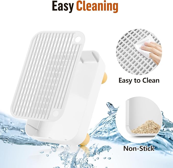 Cat Litter Box Step Ramp, Cat Litter Catcher Mat with Wooden Feet, Filter Function, Cat Pedal Stool for Self-Cleaning Cat Litter Box, Ideal for Kitten &amp; Elderly Cats (White)
