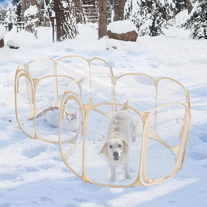 Cold Resistant Cat Playpen PVC Dog Playpen - Portable &amp; Foldable Indoor Outdoor Puppy Playpen - Insulated 2-Room Dog TentCrate Cage Kennel, Playpen for Kitten, Small Animals Play Pen