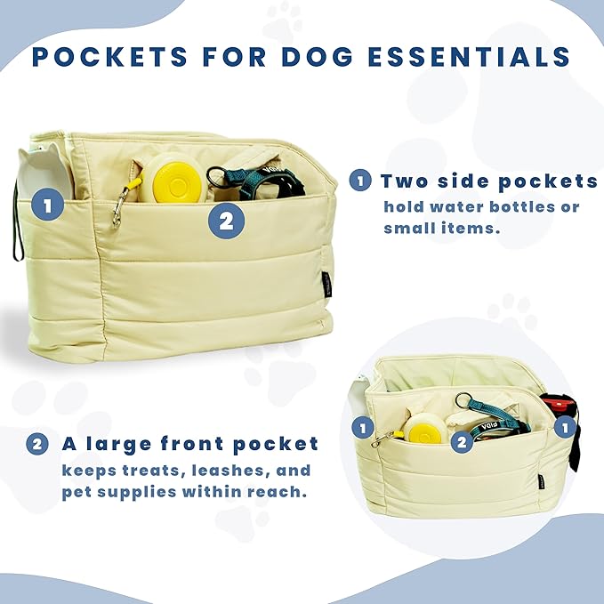 Lightweight Dog Purse Carrier for Small Dogs Under 15 lbs, Puffy Quilted Pet Carrier Tote for Puppies with Safety Leash Clip, Women&