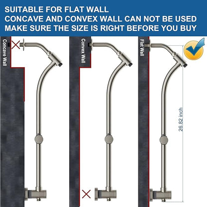 High Pressure Handheld/Rain 82-mode 3-way Shower Head Combo with 25.75" Adjustable Drill-free Stainless Steel Slide Bar, Pet &amp; Tub Power Wash and Anti-clog Nozzles, with 5ft Hose - Brush Nickel