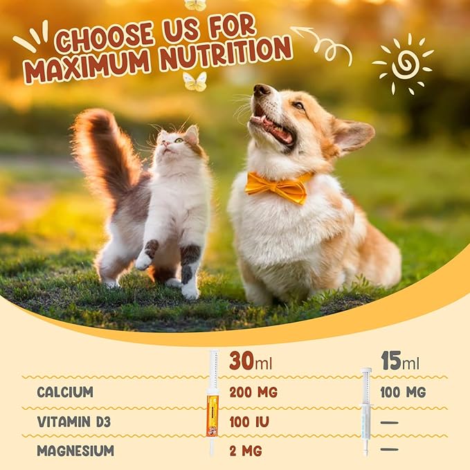 Oral Calcium for Dogs &amp; Cats, Puppy Whelping Supplies-Supporting Milk Production &amp; Efficient Labor, Daily Dog Calcium Supplement for Rapid Absorption &amp; Recovery, 1 Oz