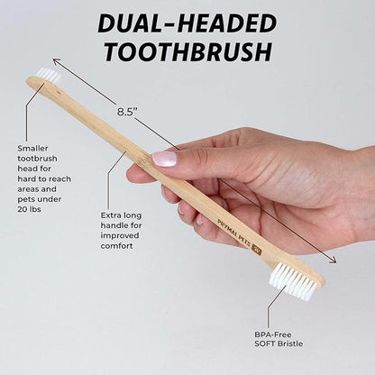 Dog Toothbrush I 4-Pack Two Sided Bamboo Toothbrush for Small and Large Dogs &amp; Cats I Soft Bristles Gentle for Easy Dog Teeth Brushing &amp; Dental Care